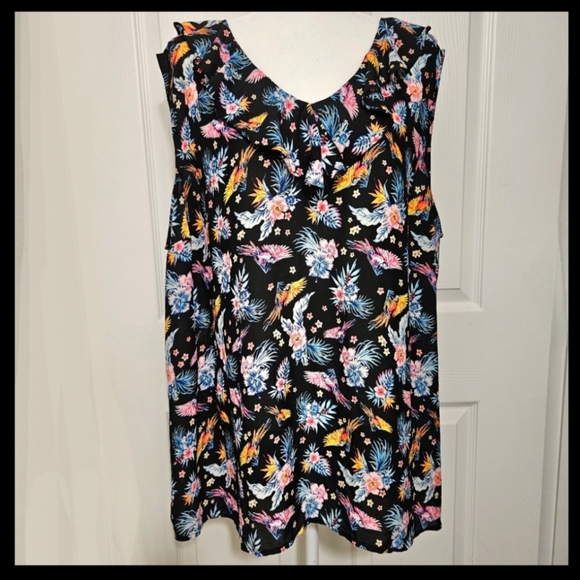 TERRA & SKY FLORAL BLOUSE WOMEN 2X EXCELLENT PRE-OWNED CONDITION - Picture 1 of 11